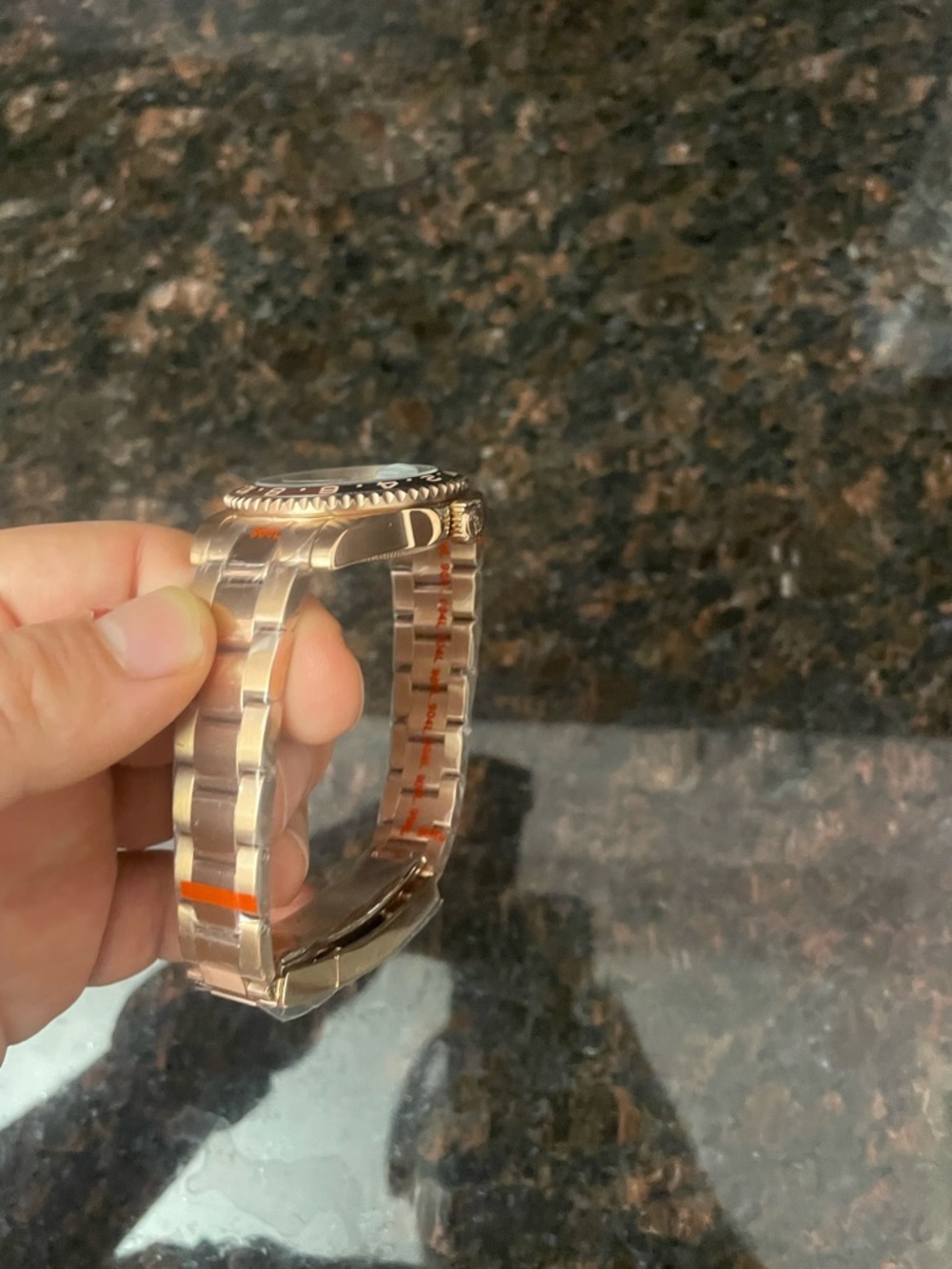 Rose Gold Men's GMT Style Watch with Black Dial - Picture 3 of 4